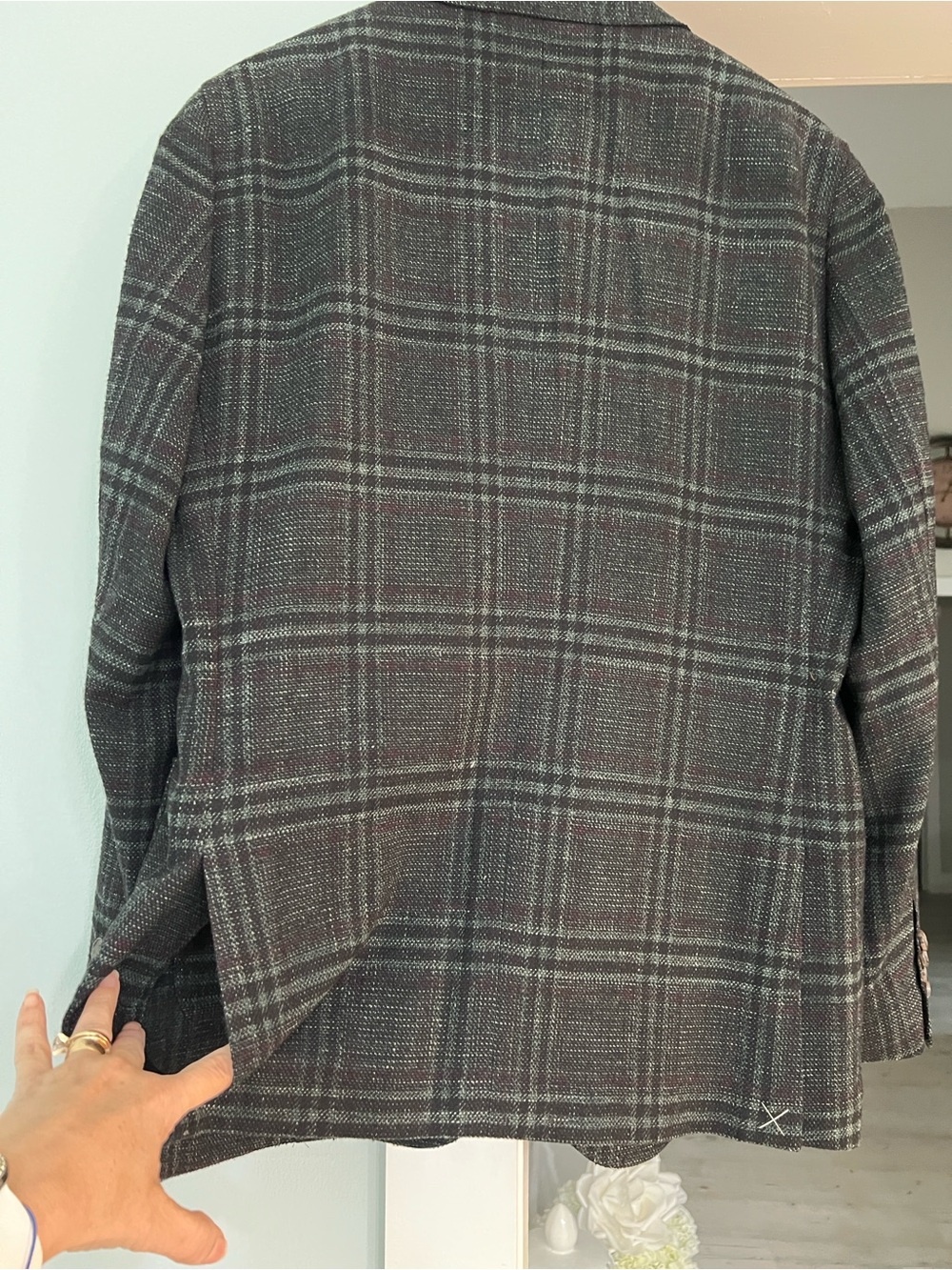 Paul Betenly Layton Sport Coat Men's Charcoal Jade Green Windowpane Blazer 42R - Picture 5 of 15